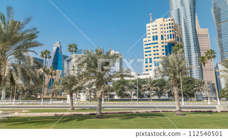 The skyline of Doha seen from Park timelapse, Qatar The skyline of Doha seen from Park timelapse, Qatar 112540501