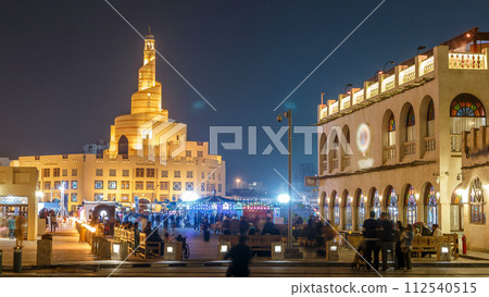 Souq Waqif night timelapse in Doha, Qatar. 112540515