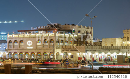 Souq Waqif night timelapse in Doha, Qatar. 112540516