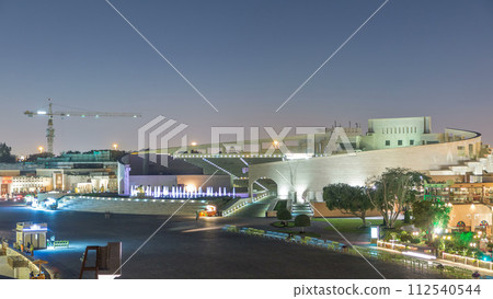 Amphitheater in Katara cultural village night timelapse, Doha Qatar Amphitheater in Katara cultural village night timelapse, Doha Qatar 112540544