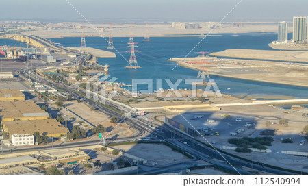 New Sheikh Khalifa Bridge in Abu Dhabi timelapse, United Arab Emirates 112540994