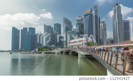 Esplanade bridge and downtown core skyscrapers in the background Singapore timelapse hyperlapse Esplanade bridge and downtown core skyscrapers in the background Singapore timelapse hyperlapse 112541427