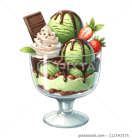 Matcha ice cream sandae 112541575