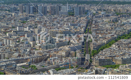 Top view of Paris skyline from observation deck of Montparnasse tower timelapse. Main landmarks of european megapolis. Paris, France Top view of Paris skyline from observation deck of Montparnasse tower timelapse. Main landmarks of european megapolis. Paris, France 112541809