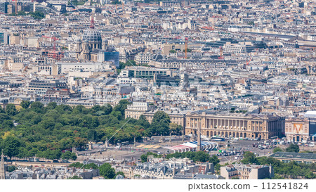 Top view of Paris skyline from observation deck of Montparnasse tower timelapse. Main landmarks of european megapolis. Paris, France Top view of Paris skyline from observation deck of Montparnasse tower timelapse. Main landmarks of european megapolis. Paris, France 112541824
