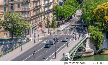 Paris timelapse. View from Arab World Institute Institut du Monde Arabe building. France. 112541830