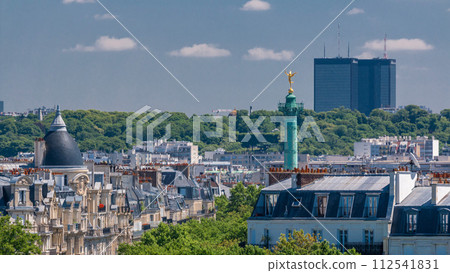 Panorama of Paris timelapse. View from Arab World Institute Institut du Monde Arabe building. France. 112541831