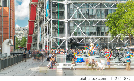 Fountain at Centre Pompidou timelapse, National Modern Art Museum. Paris, France 112541882