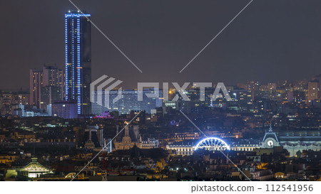 Beautiful Paris night cityscape timelapse seen from Montmartre. Paris, France Beautiful Paris night cityscape timelapse seen from Montmartre. Paris, France 112541956