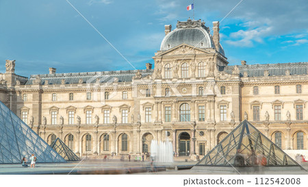 Flag on the top of main tower museum building timelapse. Paris, France Flag on the top of main tower museum building timelapse. Paris, France 112542008