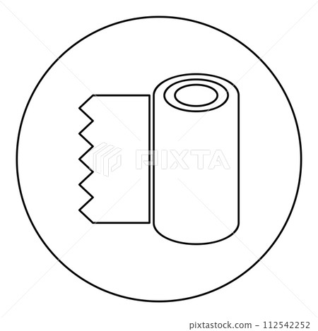 Roll paper towel disposable wrap wallpaper fabric tissue office equipment icon in circle round black color vector illustration image outline contour line thin style 112542252