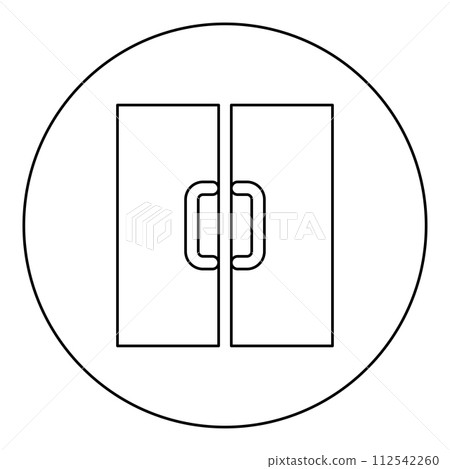 Double door exit doorway icon in circle round black color vector illustration image outline contour line thin style Double door exit doorway icon in circle round black color vector illustration image outline contour line thin style 112542260