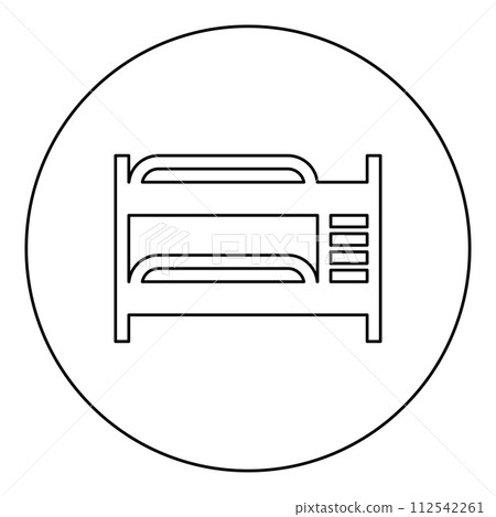Double tier bunk bed icon in circle round black color vector illustration image outline contour line thin style Double tier bunk bed icon in circle round black color vector illustration image outline contour line thin style 112542261