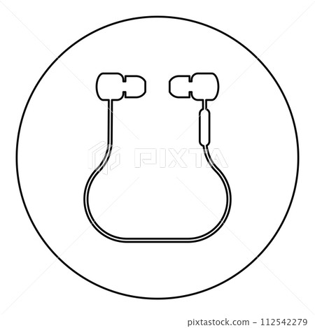 Vacuum headphones wired wireless icon in circle round black color vector illustration image outline contour line thin style Vacuum headphones wired wireless icon in circle round black color vector illustration image outline contour line thin style 112542279