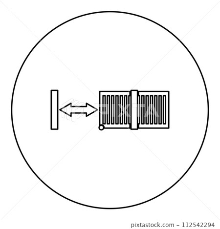 Sliding gates automatic lattice fence system entry enclosure icon in circle round black color vector illustration image outline contour line thin style 112542294
