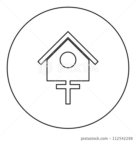 Bird box starling house birdhouse nesting icon in circle round black color vector illustration image outline contour line thin style Bird box starling house birdhouse nesting icon in circle round black color vector illustration image outline contour line thin style 112542298