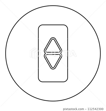 lift button elevator panel up and down each floor with arrow choice icon in circle round black color vector illustration image outline contour line thin style 112542300