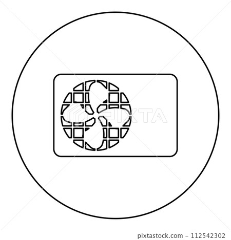 Air conditioner fan equipment system icon in circle round black color vector illustration image outline contour line thin style 112542302