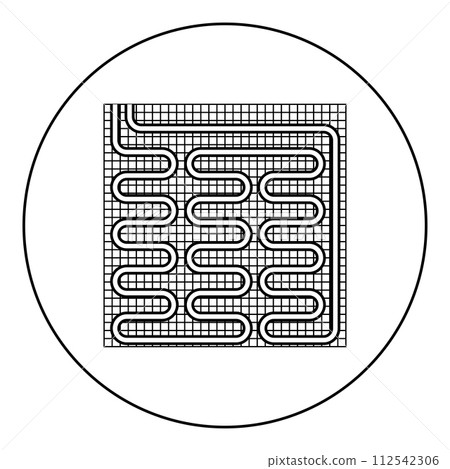 Electric floor heating warm heated icon in circle round black color vector illustration image outline contour line thin style Electric floor heating warm heated icon in circle round black color vector illustration image outline contour line thin style 112542306