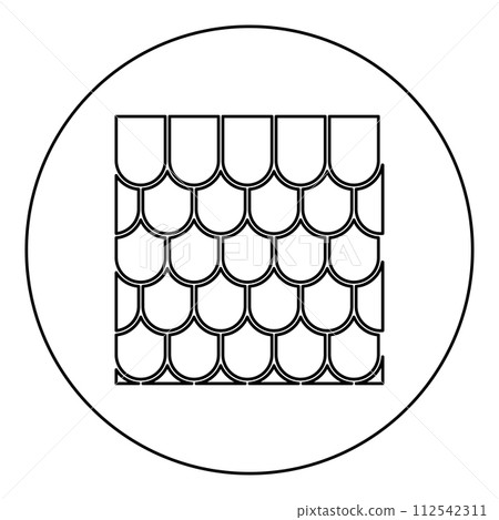 Roof ceramic tiled corrugated tile rooftop house material slate icon in circle round black color vector illustration image outline contour line thin style 112542311