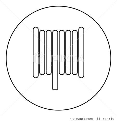 Cable coil wire reel spool icon in circle round black color vector illustration image outline contour line thin style 112542319