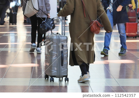 Travelers pulling suitcases Haneda Airport Departure Lobby Travelers Travelers pulling suitcases Haneda Airport Departure Lobby Travelers 112542357