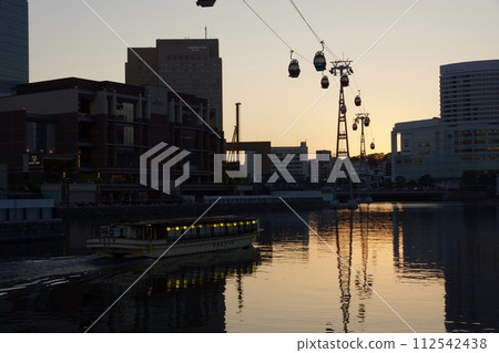 Evening and night on Yokohama Minato Mirai train road 112542438