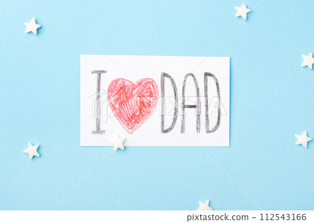 Father's Day greeting card on a blue background. 112543166