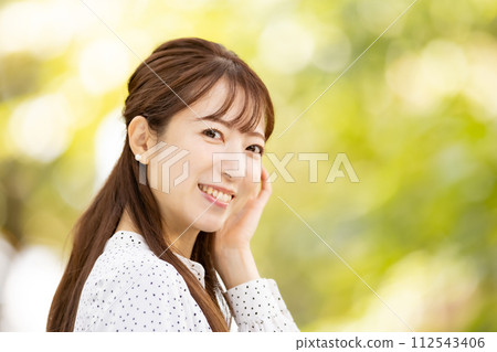 Female fresh green portrait Female fresh green portrait 112543406