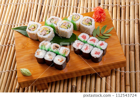 Japanese sushi  Roll made of Smoked fish 112543724