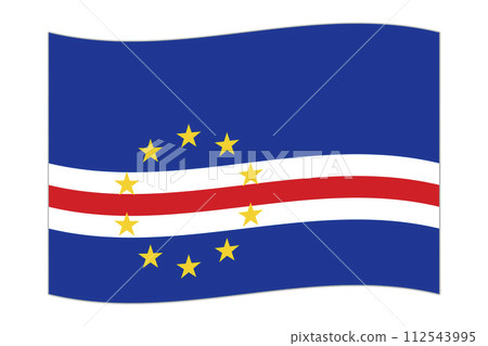 Waving flag of the country Cape Verde. Vector illustration. Waving flag of the country Cape Verde. Vector illustration. 112543995