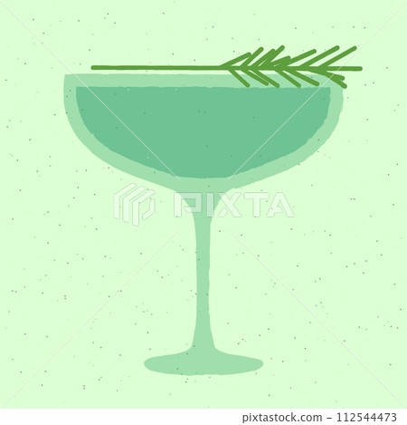 Blue cocktail with rosemary and bubble drink. Soda and gin tonic in a margarita glass 112544473