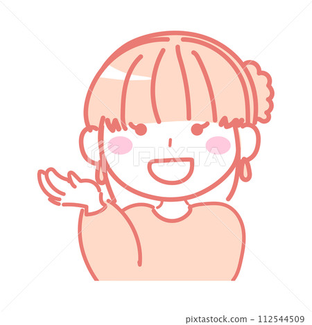 Illustration of a woman giving guidance/introduction 3-1 112544509