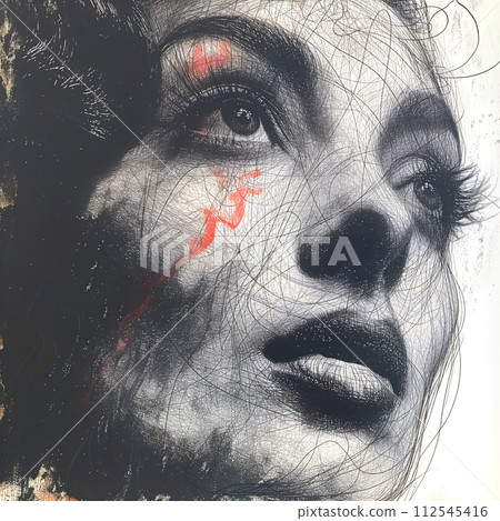 portrait of a stylish girl pop art illustration 112545416