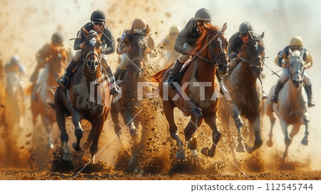 competitions horse racing sport with jockeys 112545744