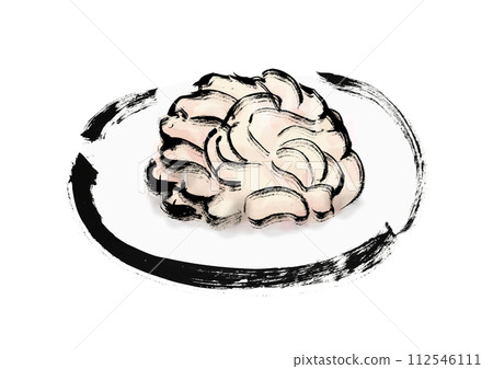 Illustration material of cod milt drawn by hand with a Japanese brush 112546111