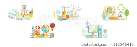 School Subject and Science Education Supply Composition Vector Set 112546412