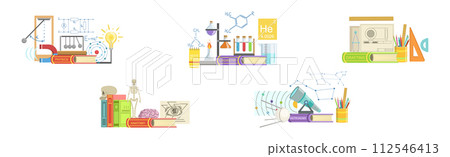 School Subject and Science Education Supply Composition Vector Set 112546413