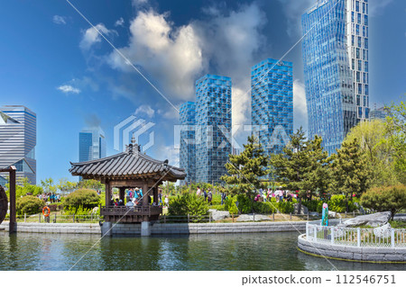 Songdo Central Park in summer near Incheon, South Korea. Songdo Central Park in summer near Incheon, South Korea. 112546751