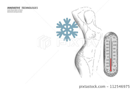 Cryotherapy skincare salon procedure. Medical skin dermatology treatment. Beauty freeze 3D low poly body cure vector illustration 112546975