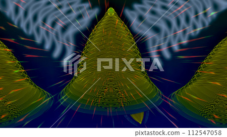 Bell ringing and sound wave.A beautiful bell with ribbed walls and a pattern.The pattern has the sixth ring from the bottom with the image of a face. 112547058