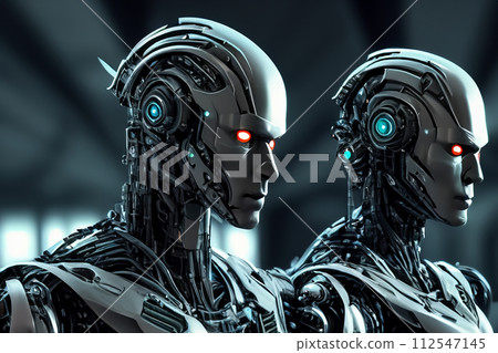 Mechanical humanoid robot (generated AI image) 112547145
