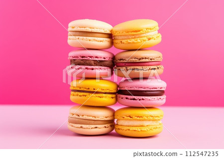 Macarons in paper box. Generative AI Macarons in paper box. Generative AI 112547235