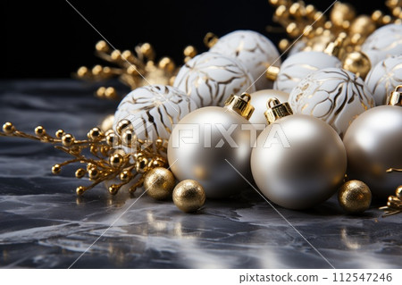 Elegant traditional Christmas decoration. Generative AI. 112547246