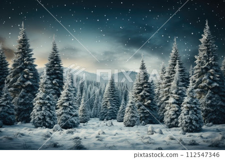 Mystical atmosphere of winter forest. Generative AI 112547346