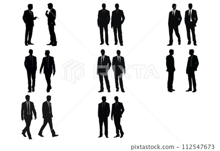 Silhouette Of Two business man Having A Discussion Pack, Two business man Silhouette 112547673