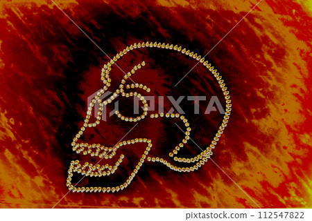 Skull on fire. Illustration of future wars on earth. Skull on fire. Illustration of future wars on earth. 112547822