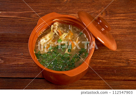 Russian sauerkraut soup stchi 112547903