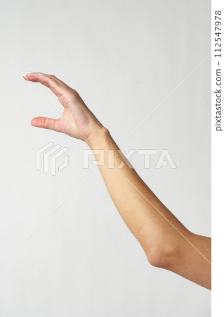 Female hand on white background close up Female hand on white background close up 112547978