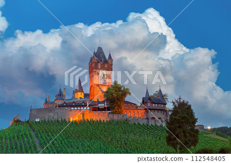 Cochem with Reichsburg castle, Germany 112548405